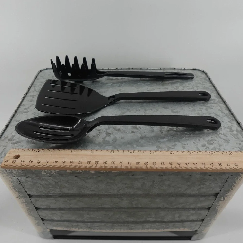 Tailor Made Products 3pc Black Nylon Kitchen Utensil Set Turner Spoon Pasta Fork